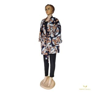 African Dashiki Jacket Coat for Womens Short Sleeve with Pockets