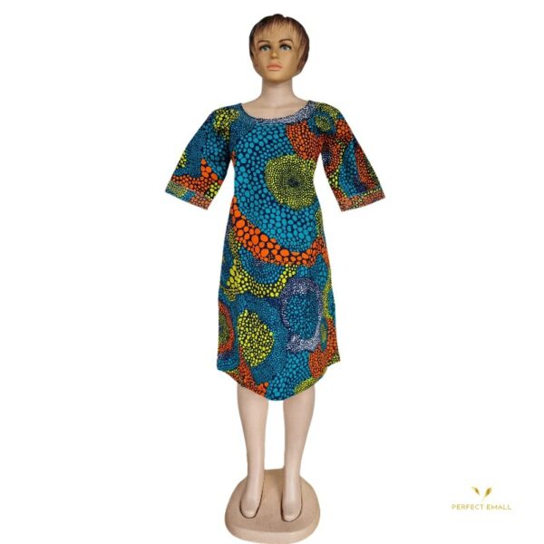 African Short Dress for Ladies with Short Sleeve