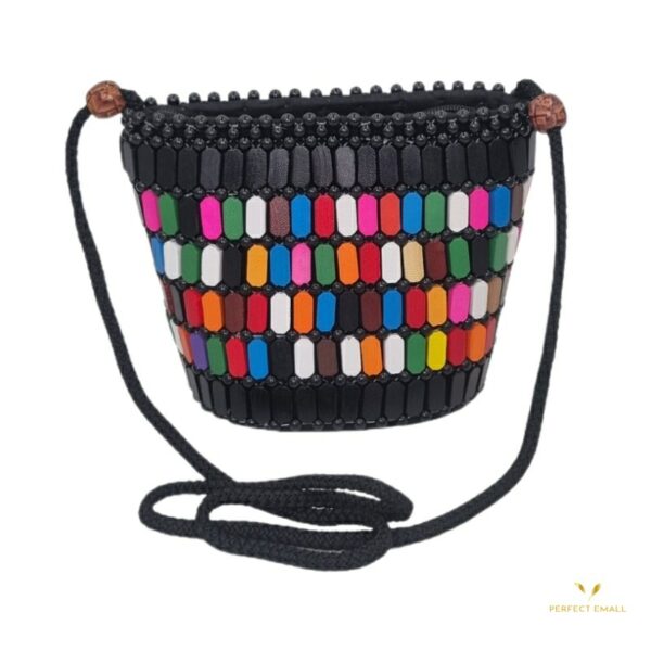 African Handmade Women Shoulder Bags with Beads and Zipper Tape