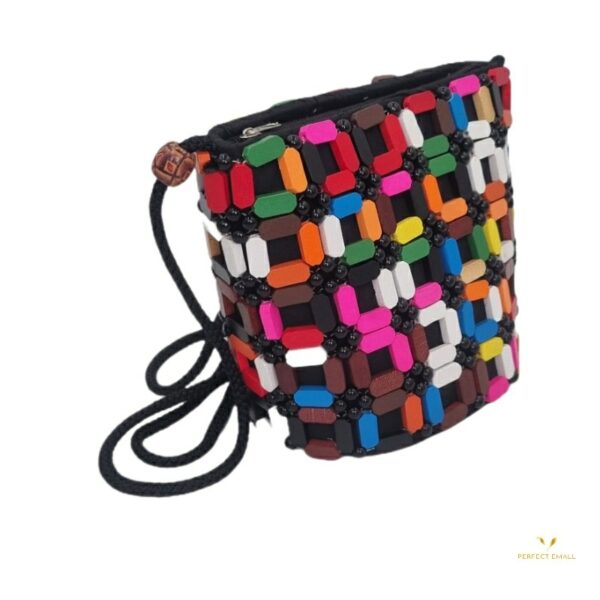 African Handmade Women Shoulder Bags with Beads and Zipper Tape