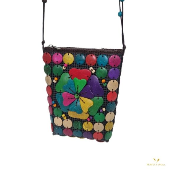 Small Circle Women Tote Bag-Zipper and beads Strap