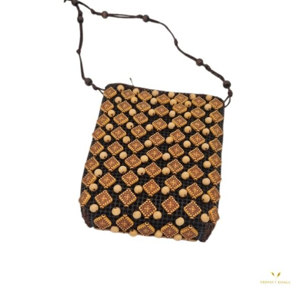 Small Women Tote Bag-Zipper and beads Strap