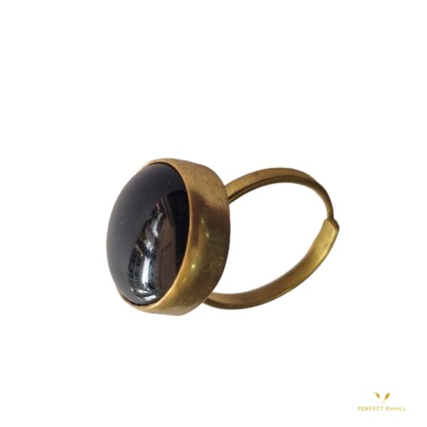 Cupper Plated Flower Pattern Oval Agate Adjustable Ring