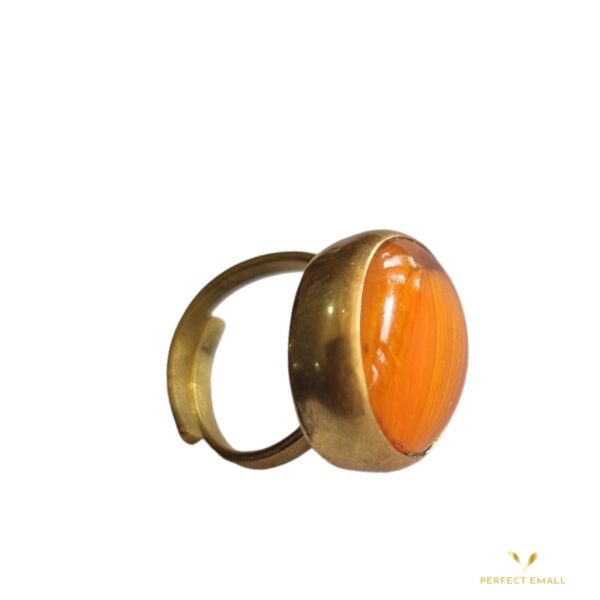 Cupper Plated Flower Pattern Oval Agate Adjustable Ring