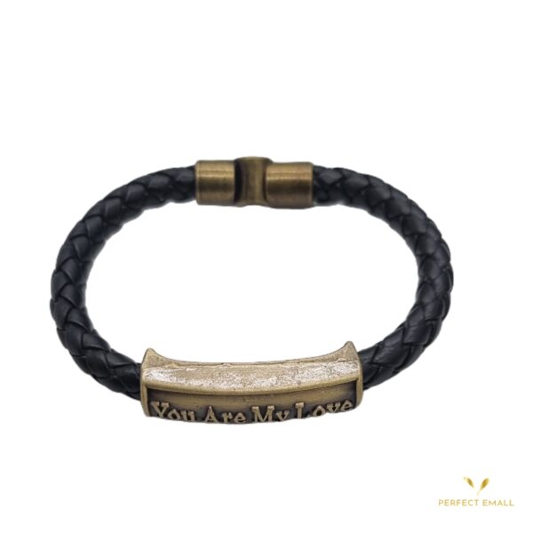 Men’s Layered Braided Leather Copper Bracelet, You Are My Love