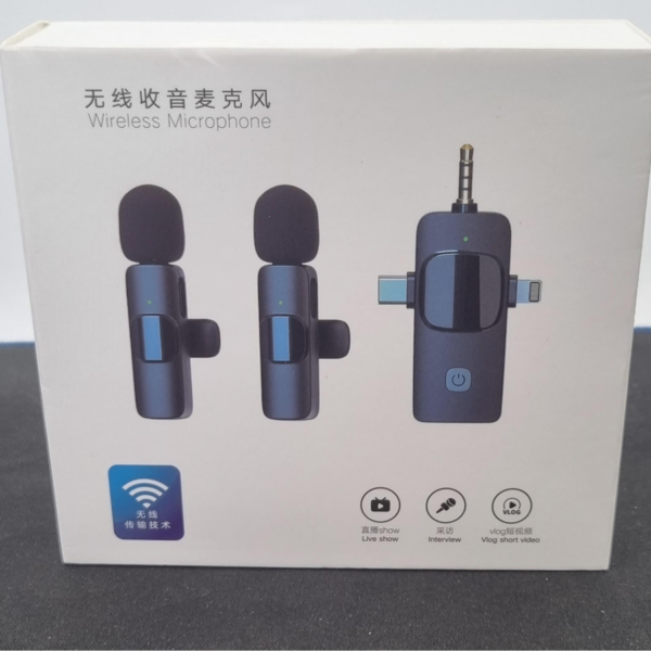 3 in 1 K35TI Wireless Dual Microphone for iPhone, Camera