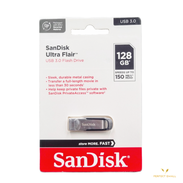 Sleek, Durable Metal Casing Speeds Up to 150Mbps Read Transfer a Full-Length Movie in Less Than 30 seconds Help keeping Private Files Private with Sandisk Private Access Software