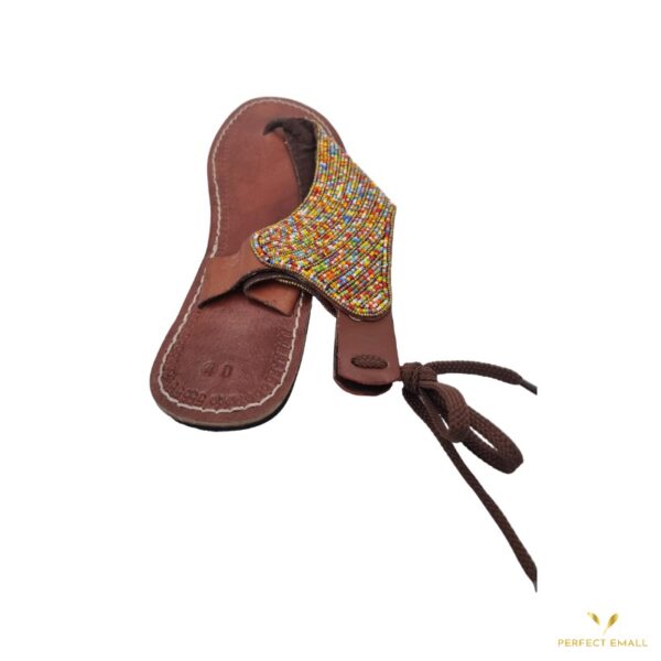 Leather beaded sandals African handmade beaded sandal - Image 3