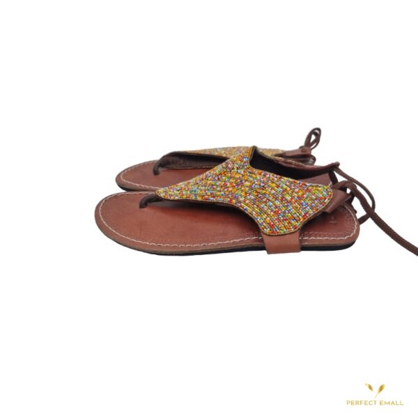 Leather beaded sandals African handmade beaded sandal - Image 2