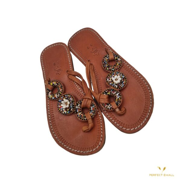 Leather beaded sandals African handmade beaded sandal-br