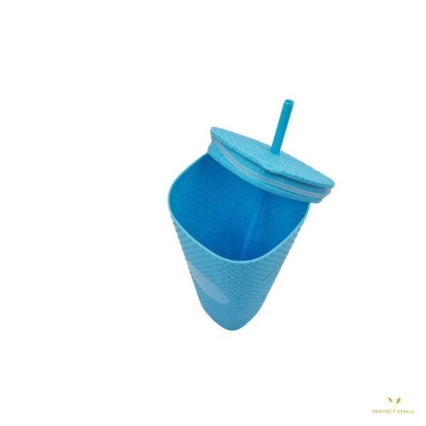 Multipurpose Juice Bottle with Straw Plastic Shaker Glass with Paper Straw for Coffee Juice Smoothie - Image 2