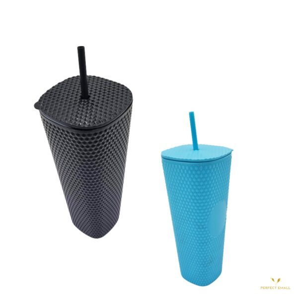 Multipurpose Juice Bottle with Straw Plastic Shaker Glass with Paper Straw for Coffee Juice Smoothie